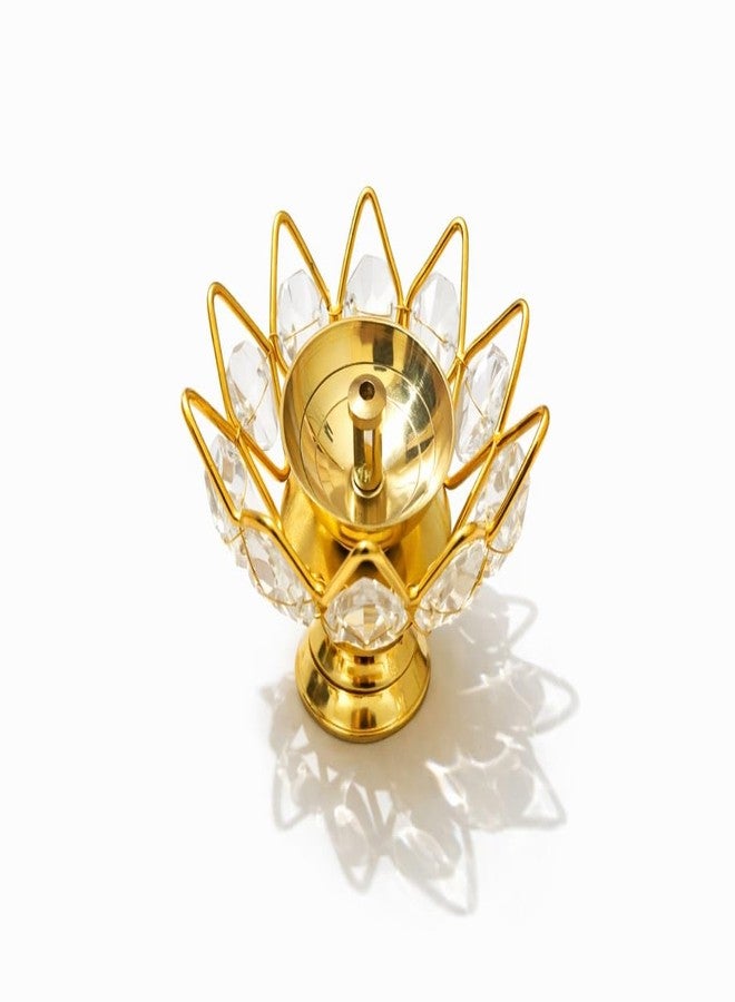 MISAA URNS Brass Crystal Bowl Round Shape Akhand Kamal Diya Oil Lamp for Mandir Temple Pooja Articles Decor Diwali Decoration Items for Home (Pack of 8) - Image 3